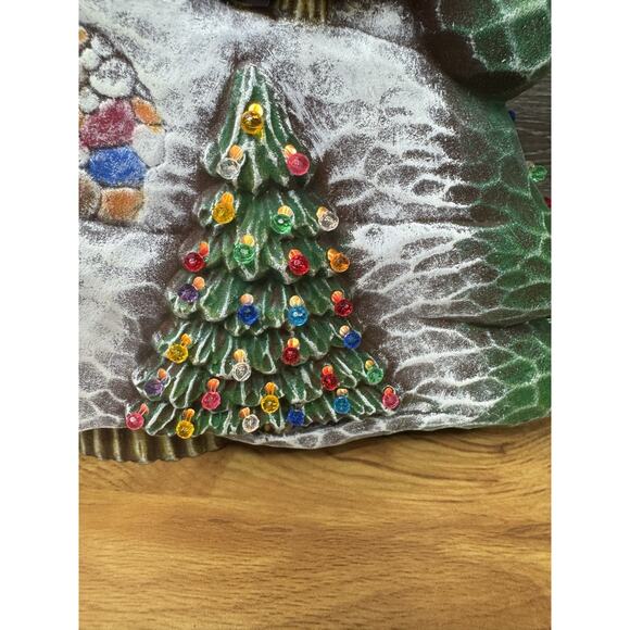 Rare Ceramic Christmas Tree 17.5” Cabin Scene Snowman Lighted 147 Lights Lamp - Picture 9 of 15